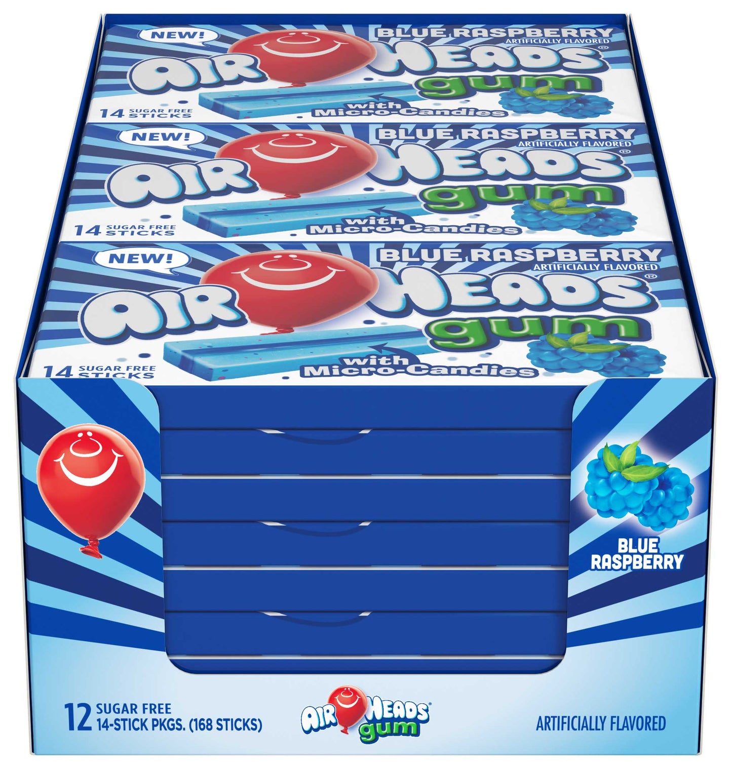 AIR HEADS GUM BLUE RASPBERRY 12CT/14 STICKS