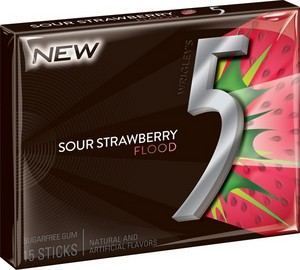 5 GUM SOUR STRAWBERRY FLOOD 10CT/15STICKS
