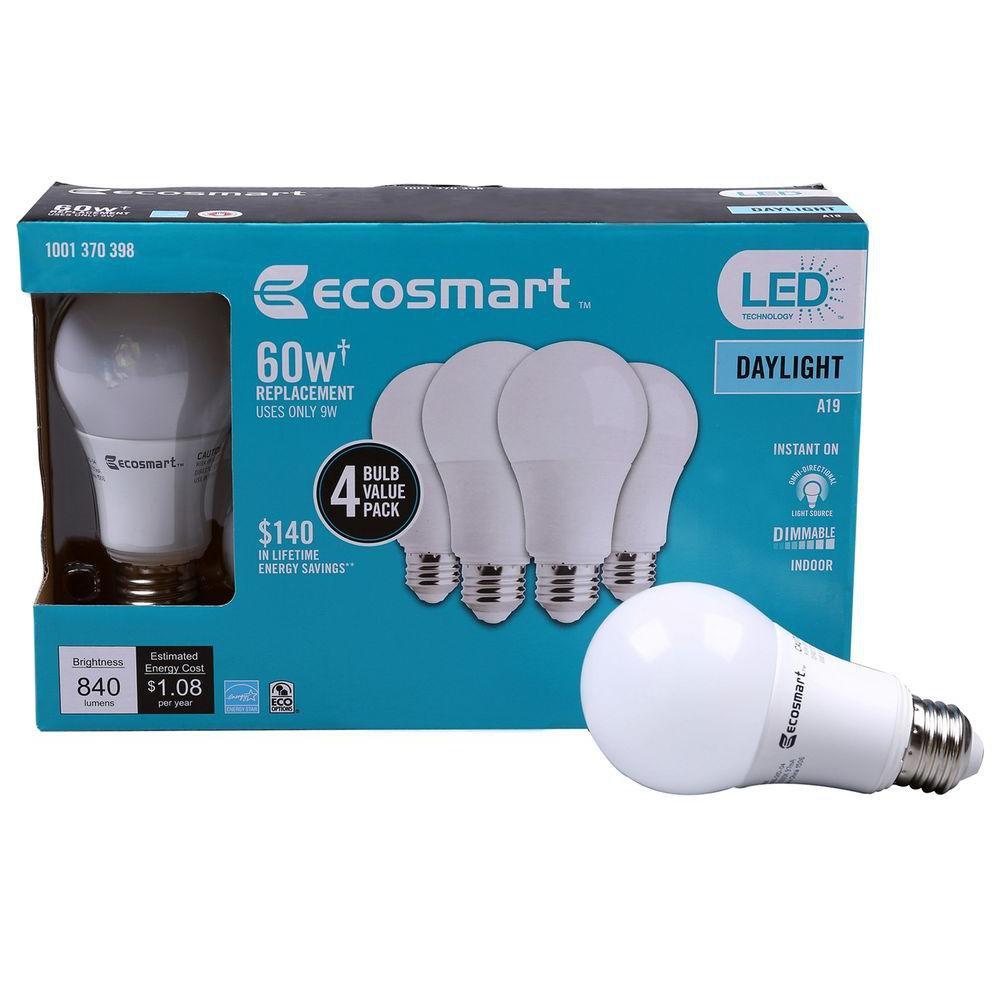 ECOSMART 60W LED BULB 4PK