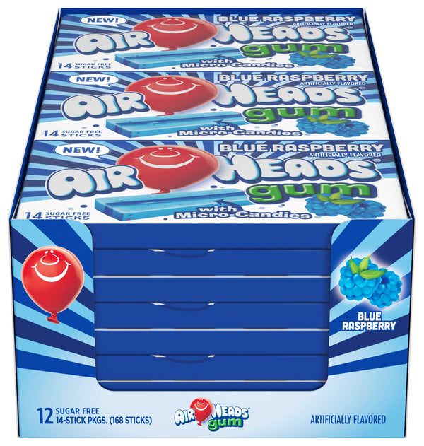 AIR HEADS GUM BLUE RASPBERRY 12CT/14 STICKS
