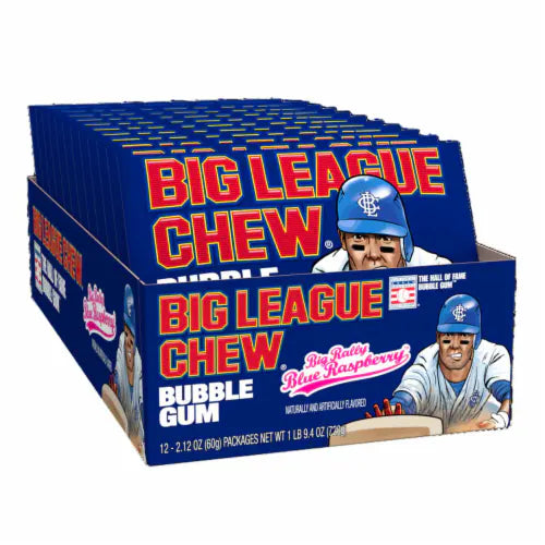 BIG LEAGUE BLUE RASPBERRY BUBBLE GUM 12CT