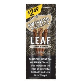 SWISHER SWEET LEAF 10/3PK $2.49 DARK STOUT