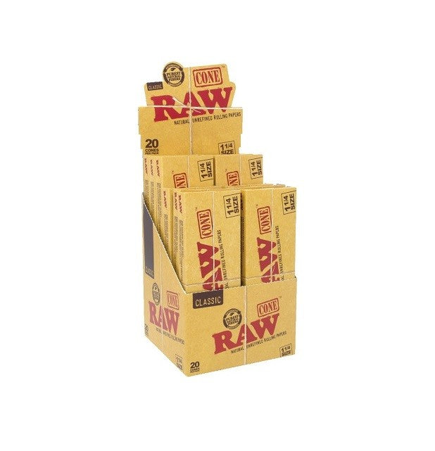 RAW CLASSIC CONES 1 1/4-20PK 12CT
