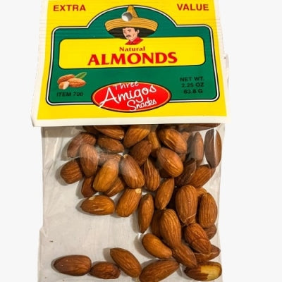 THREE AMIGOS NATURAL ALMONDS 2.5 OZ