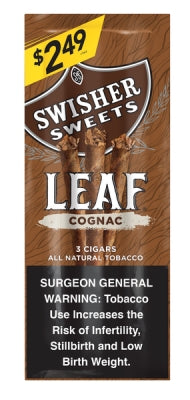 SWISHER SWEET LEAF 10/3PK $2.49 COGNAC