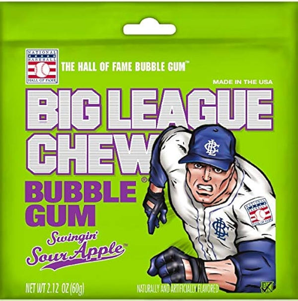 BIG LEAGUE SOUR APPLE BUBBLE GUM 12CT