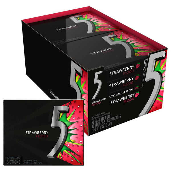 5 GUM SOUR STRAWBERRY FLOOD 10CT/15STICKS