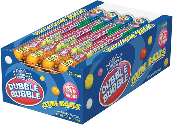 DUBBLE BUBBLE ASSORTED BALL TUBE24CT