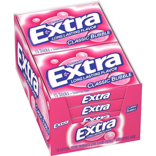 EXTRA CLASSIC BUBBLE GUM 10CT/15TICKS
