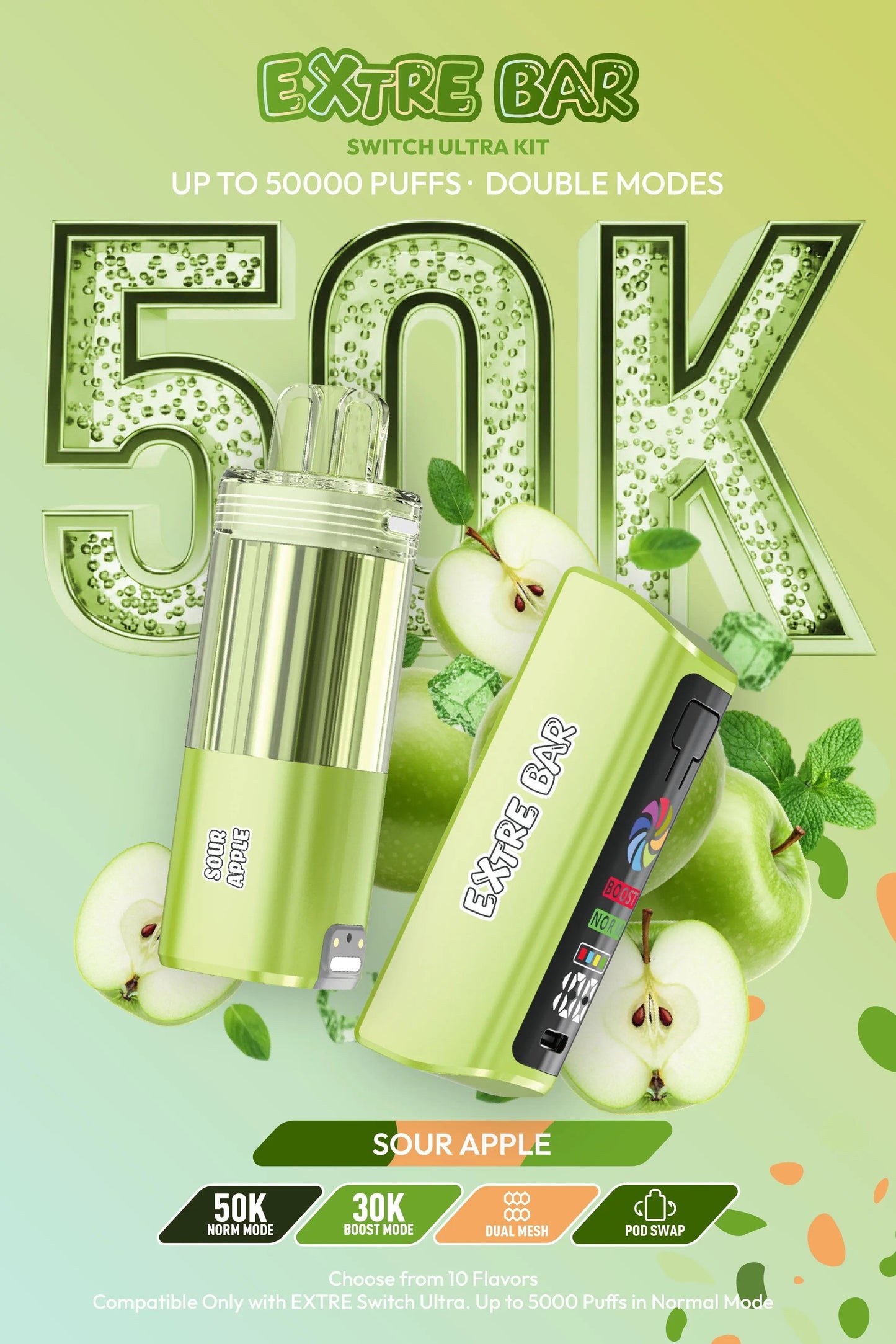 EXTRE BAR SWITCH 50K 5CT SOUR APPLE ICE