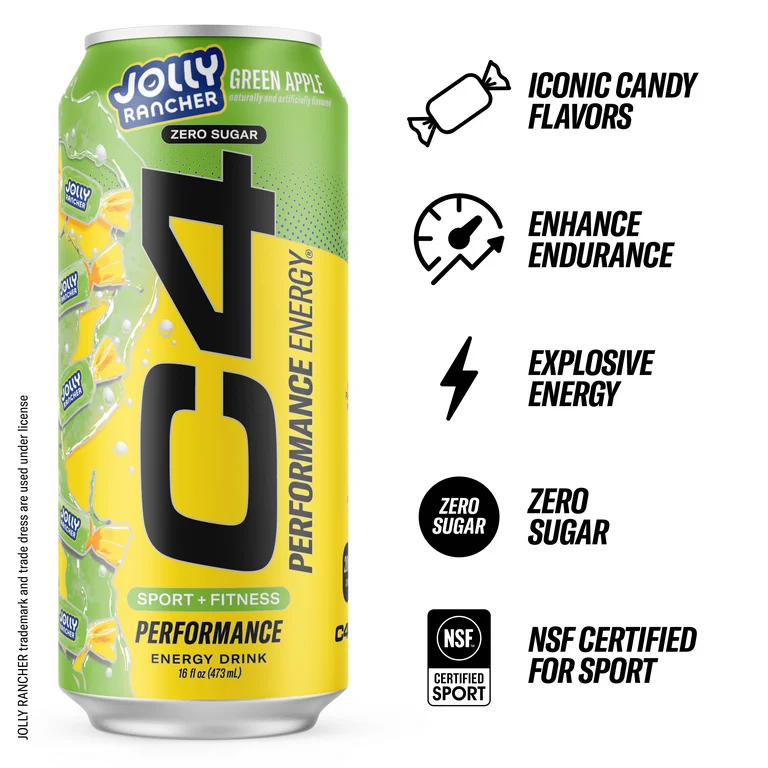 C4 HIGH PERFORMANCE 16OZ|12CT JOLLY RANCHER GREEN APPLE
