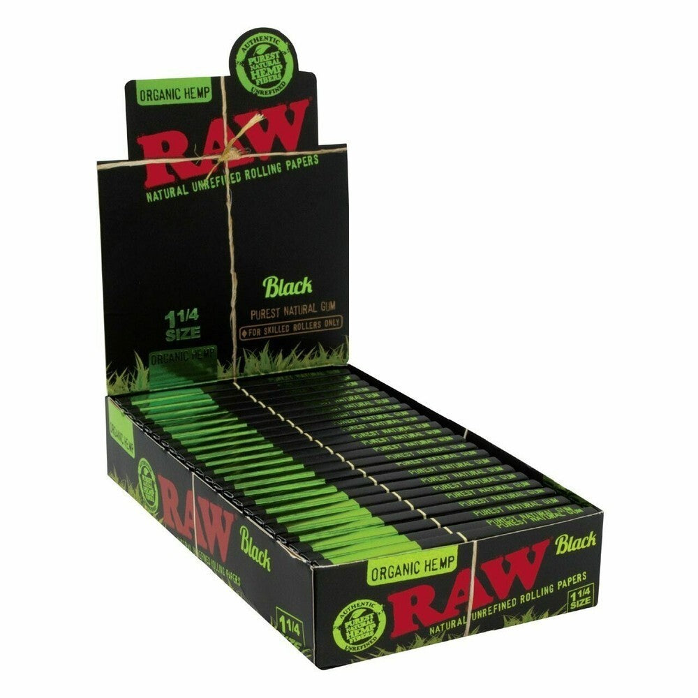 RAW BLACK ORGANIC HEMP PAPERS 1 1/4 24CT