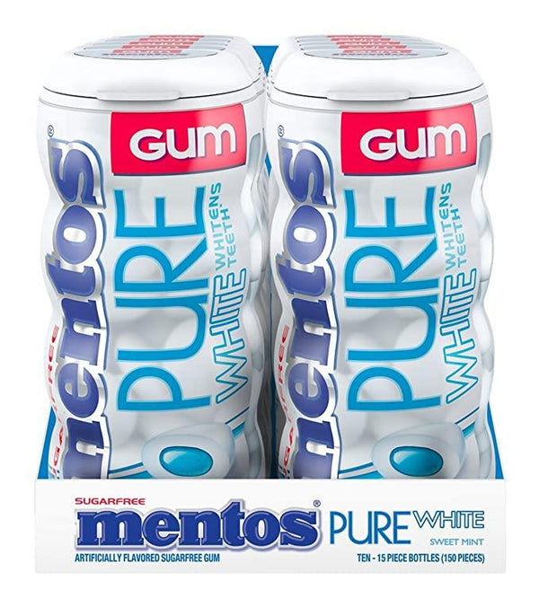 MENTOS GUM PURE WHT SWMT 10CT* - PURE WHITE SWEET GUM  SUGAR FREE - 011629
