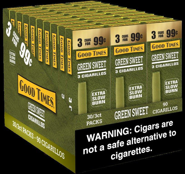 GT 3/99 GRN SWEET 30/3PK - GOOD TIMES CIGARILLO GREEN SWEET - 013608