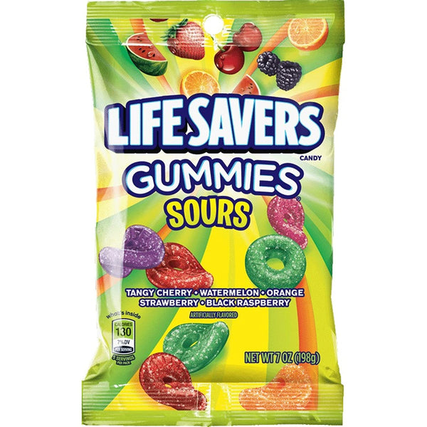 LS GUMMIES SOURS 7OZ 1CT - PEG BAG LIFE SAVERS GUMMIES - 083426R