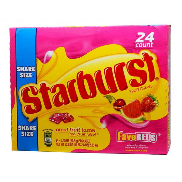 STARBURST 24CT FAVE REDS SHR S - SHARE SIZE FRUIT CHEW - 105202