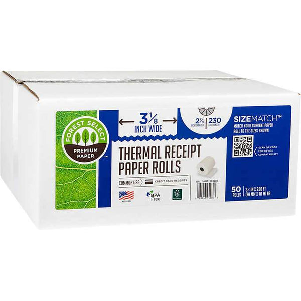 THERMAL PAPER 3.125 X 230 50CT - FOREST SELECT - 190224