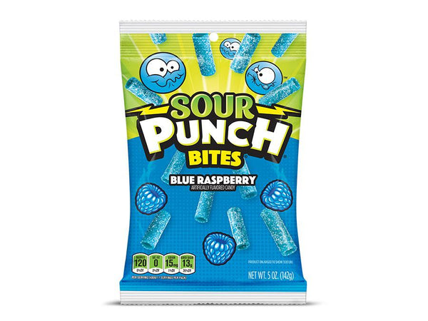 SOUR PUNCH BITES BL RAS 5Z 1CT - PEG BAG BLUE RASPBERRY - 20769R