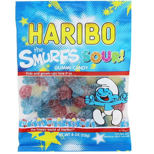 HARIBO SMURFS SOUR 4Z (R) - PEG BAG - 30506R