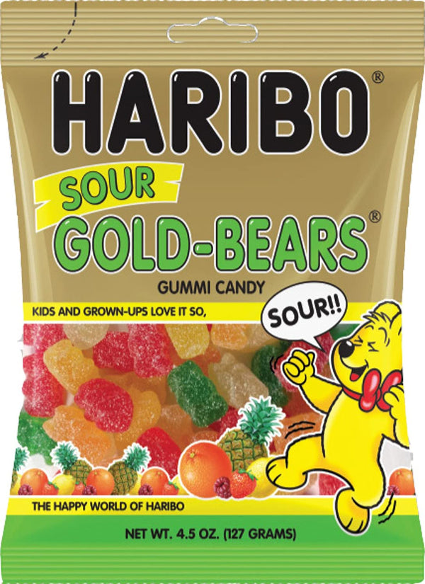 HARIBO SR GLD BEARS 4.5Z(R) - GUMMI CANDY PEG BAG - 312210R