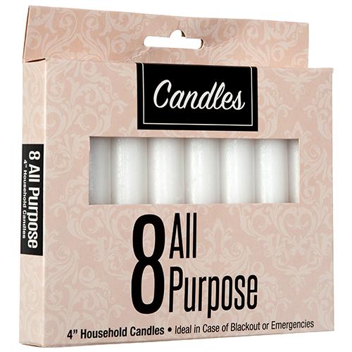 CANDLE 4'' ALL PURPOSE 8CT - HOUSEHOLD CANDLE - 340024