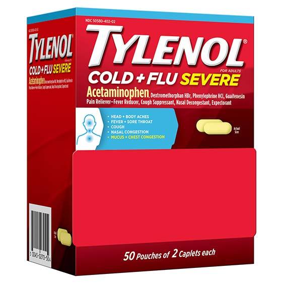 TYLENOL CLD FLU SEV  50CT BOX* - 50X2 POUCH - 825048
